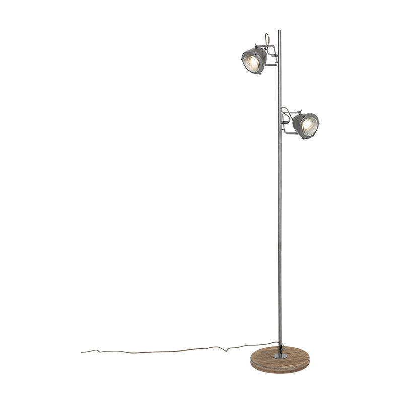 Image of Industrial Floor Lamp Steel with Wood&hellip;