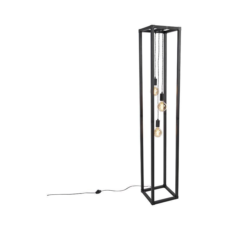 Design floor lamp black 3-light - Cage