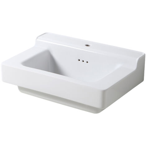 Industrialis - Lavabo à Bords Larges - Style Industriel en Céramique - 75cm - Blanc - Industrialis