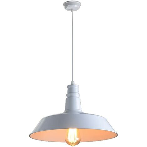 Industrie Retro Hängelampe Höhenverstellbarer Pendellampe Metall Lampenschirm E27 Lampenfassung für Wohnzimmer Schlafzimmer Küche Flur Bar Restaurant Weiß