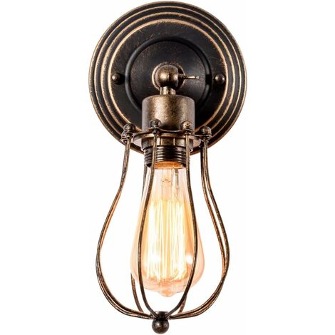 Industrie Wandlampe Landhausstil Verstellbare Wandleuchte Schwarz Metall Käfig Deckenleuchte Vintage Kronleuchter für Indoor Home Loft E27 Sockel