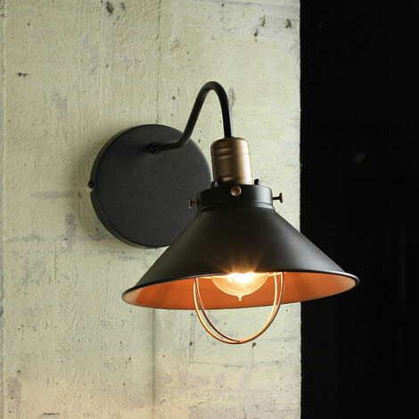 Industrie Wandlampe Schwarz Kupfer E27 LOFT