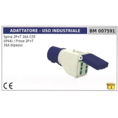 Industrie-Zwischenstecker 2-polig+Erde 16A CEE (IP44) / Steckdose 2-polig+Erde 16A