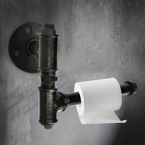 Industriel Papier Toilette Rouleau Fer Tuyau étagère Support Rustique DIY Salle LAVENTE