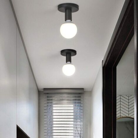 Industriel Plafonnier Industrielle Vintage métal Suspension Luminaire,Plafonnier Fer forge Mini plafonnier créatif moderne,pour Entrée,Porche,Couloir,Grenier,allée,Salle à Manger.（noir）-(Sans A