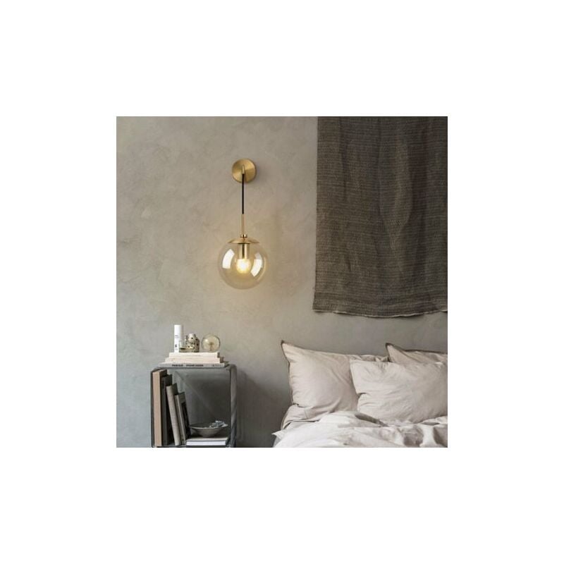 Industriel Vintage 15 cm Verre Globe Drop Applique Murale Chambre Couloir Applique Lumière Rétro Ambre Verre Sphère Applique Murale (Ambre)