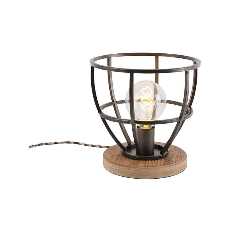 arthur - lampe de table industriel 1 lumiere Ø 25 cm noir rustique eclairage interieur salon | chambre cuisine salle a manger qazqa