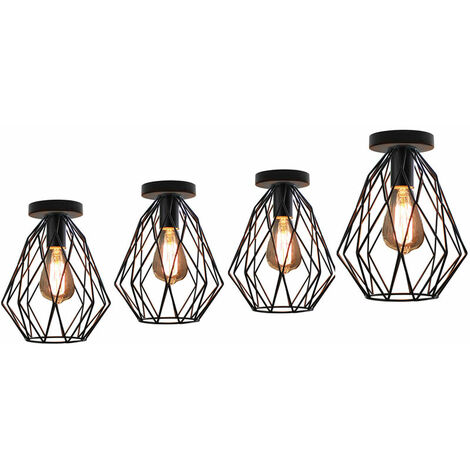 Industrielle Deckenleuchte Metallkäfig E27 Schwarz Vintage Retro Deckenleuchte 4STK