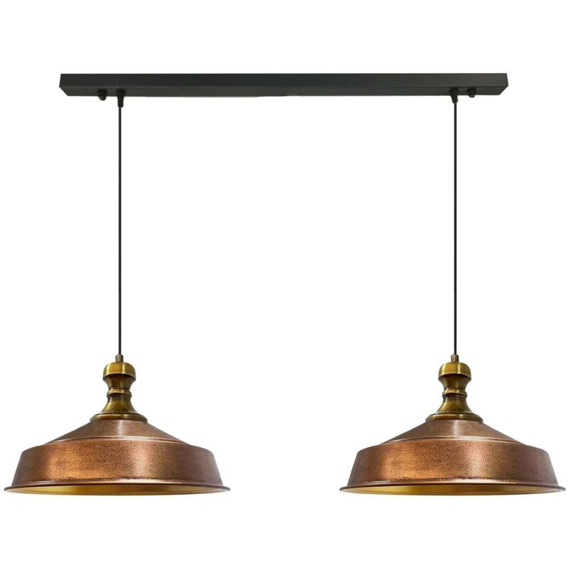Bamyum Industrielle Doppel-pendelleuchte Aus Handbemaltem Kupferfarbe Metall – Vintage-kronleuchter E27 Ø40 Cm Für Wohnzimmer, Schlafzimmer Oder
