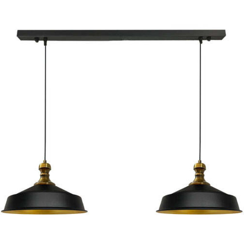 Bamyum Industrielle Doppel-pendelleuchte Aus Handbemaltem Schwarze Metall – Vintage-kronleuchter E27 Ø40 Cm Für Wohnzimmer, Schlafzimmer Oder Esszimmer