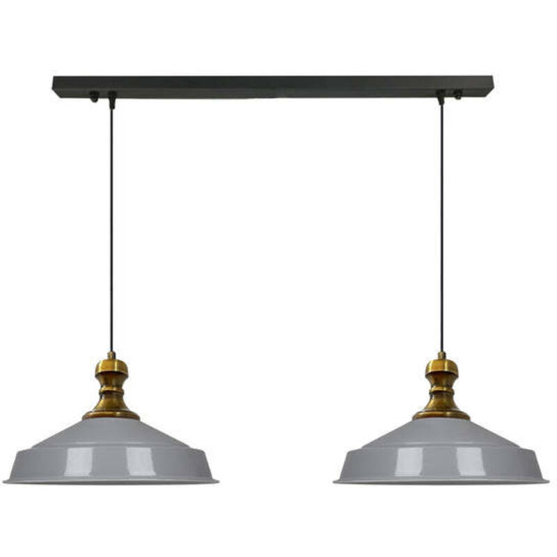 Bamyum Industrielle Doppel-pendelleuchte Aus Handbemaltem Grau Metall – Vintage-kronleuchter E27 Ø40 Cm Für Wohnzimmer, Schlafzimmer Oder Esszimmer