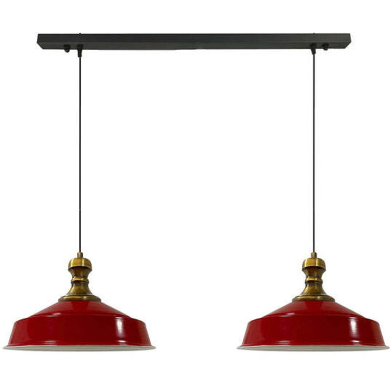 Bamyum Industrielle Doppel-pendelleuchte Aus Handbemaltem Rot Metall – Vintage-kronleuchter E27 Ø40 Cm Für Wohnzimmer, Schlafzimmer Oder Esszimmer