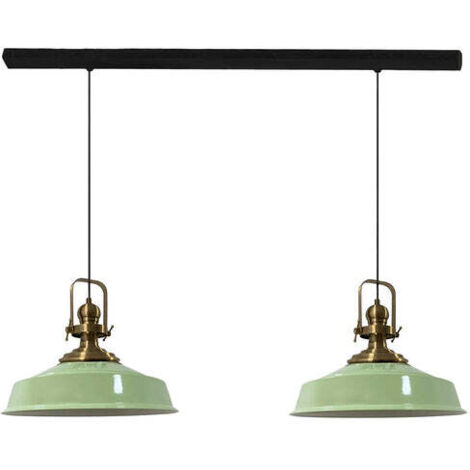 Industrielle Doppel-Pendelleuchte aus Handbemaltem Minzgrün Metall – Vintage-Kronleuchter E27 Ø41 cm für Wohnzimmer, Schlafzimmer oder Esszimmer