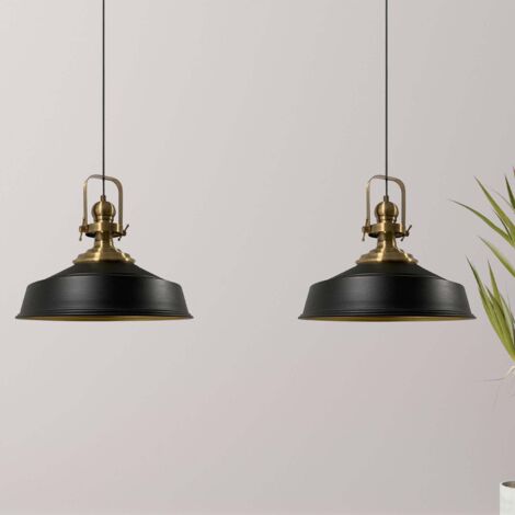 Industrielle Doppel-Pendelleuchte aus Handbemaltem Schwarze Metall – Vintage-Kronleuchter E27 Ø41 cm für Wohnzimmer, Schlafzimmer oder Esszimmer