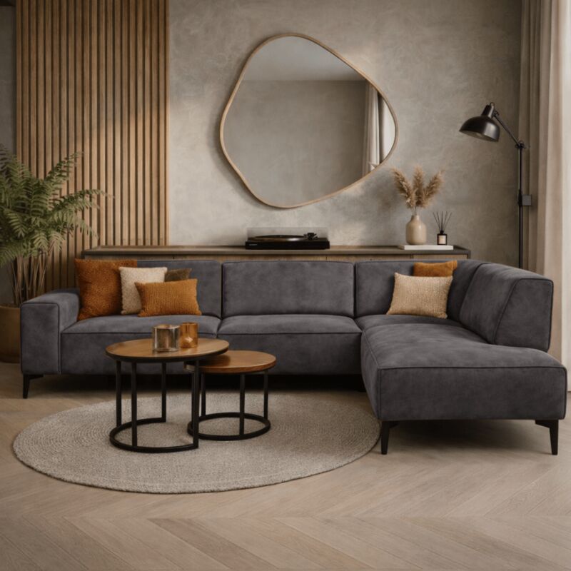 Dimehouse Industrielle Eckbank Anthrazit Eco-leder Brisbane - Rechts