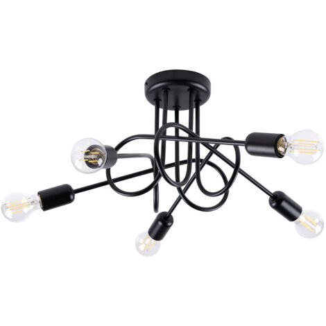 Industrielle fünfflammige Deckenleuchte schwarz LOOP 5xE27 15W SL.1435 Sollux Lighting