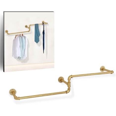 Industrielle Kleiderstange, 180 cm lang, Wandmontage, industrielles Wandrohr, goldfarben, zum Aufhängen von Kleidung für zu Hause, Geschäfte usw.
