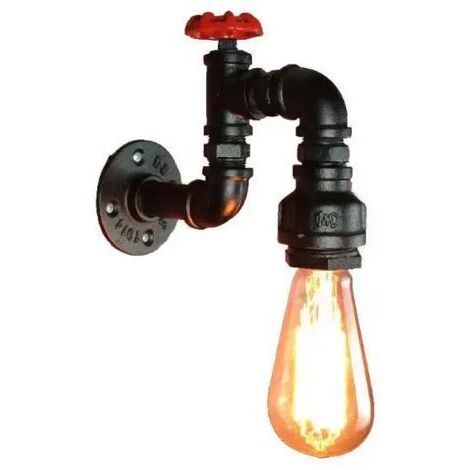 Industrielle Loft Wandleuchte Rohr Wasserrohr Retro Schwarz Eisen Lüster Lampe Leuchten für Wohnzimmer Schlafzimmer Restaurant