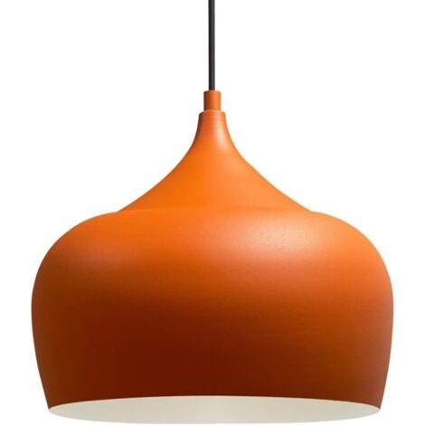 Industrielle Pendelleuchte aus handbemaltem Orange Metall – Vintage-Kronleuchter E27 Ø41 cm für Wohnzimmer, Schlafzimmer oder Esszimmer