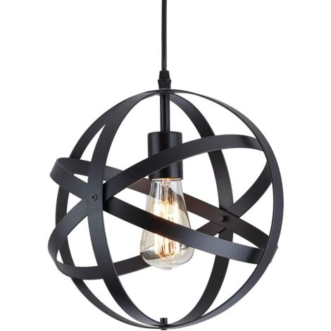 Industrielle Pendelleuchte, Design Vintage Metall Deckenleuchte Hängeleuchten Lampenschirm Kronleuchter mit E27 Fassung Beleuchtung Wandleuchte für Esszimmer Küche, 220V, Ø30cm, Schwarz
