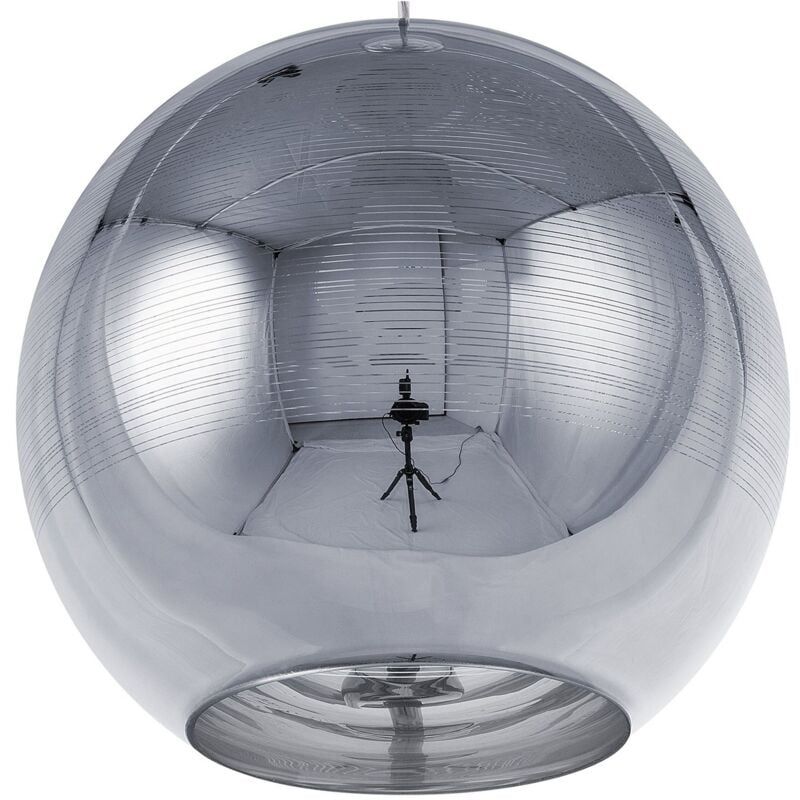 Industrielle Pendelleuchte Glas Kugel silber Asaro - 87841