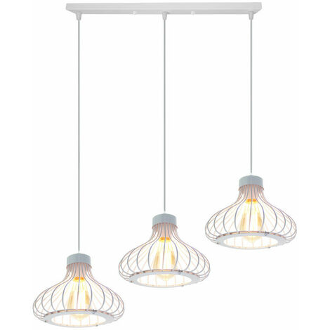 Industrielle Pendelleuchte Metallkäfig E27 20cm Weiß Vintage Deckenlampe Leuchte Esszimmer Schlafzimmer Wohnzimmer