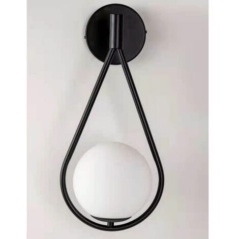 Industrielle Runde Innenwandleuchte Retro Einstellbare E27 Metall Glas Kugelförmige Wandleuchte für Kinderzimmer Wohnzimmer Treppe(Schwarz)