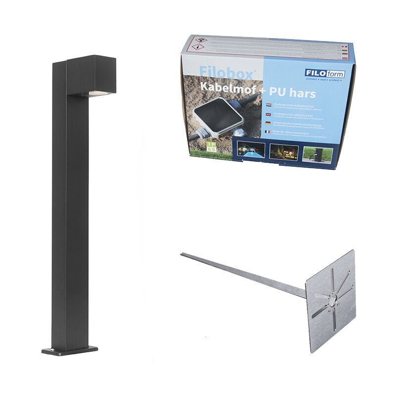 Qazqa Industrielle Stehende Außenlampe Schwarz 65 Cm Ip44 - Baleno
