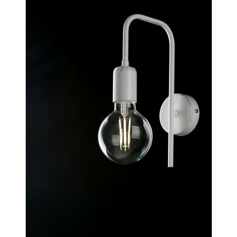 Industrielle Wandleuchte in Weiß und Silber Eisen One Light Durchmesser 18x h27 cm