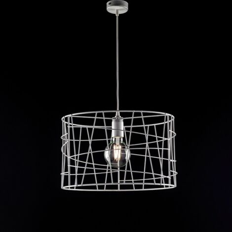 Industrieller hängender Kronleuchter aus silberweißem Eisen ein Licht 41x h29 cm