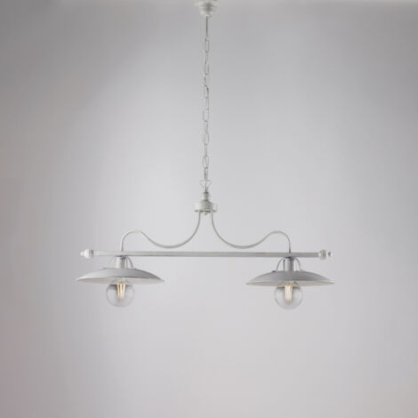Industrieller minimalistischer weißer silberner Eisen-Kronleuchter 87x h36 cm