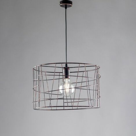 Industrieller Pendelleuchter aus schwarzem Kupfer Eisen ein Licht 41x h29 cm