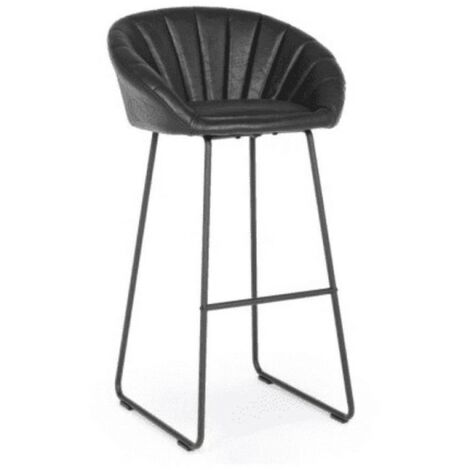 Industrieller Vintage-Barhocker Jacky in Schwarz aus Kunstleder