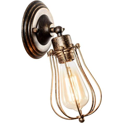 Industrieller Wandleuchter Vintage Beleuchtung Verstellbare Wandlampe Rustikaler Draht Metall Käfig Wandleuchte Edison Stil Antike Leuchte Verandaleuchte (ohne Glühbirne) (Bronze)