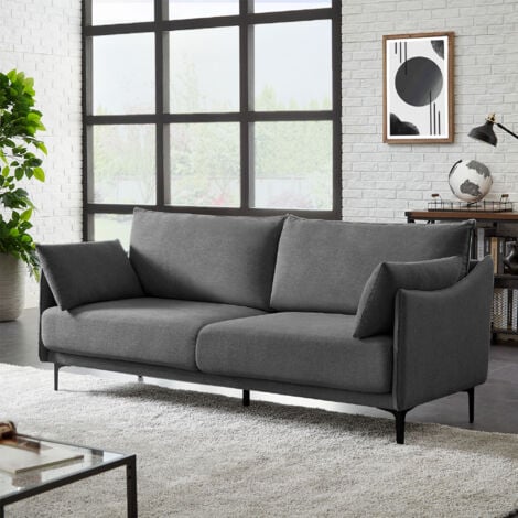 SICAAN Industrielles 3-Sitzer-Sofa SASHA aus dunkelgrauem Stoff