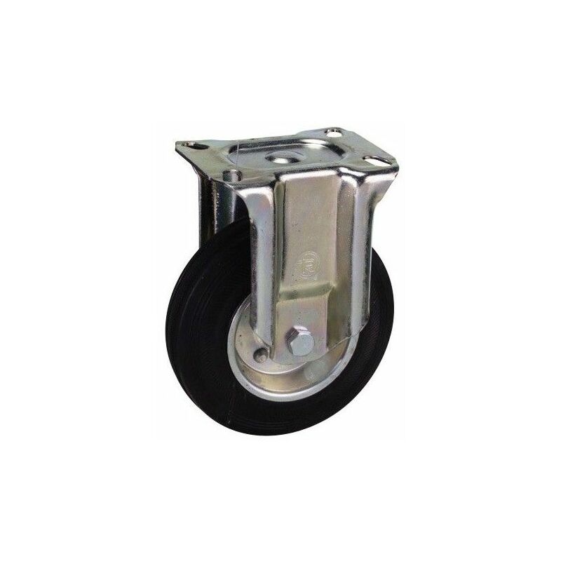 Image of Festes Industrierad aus schwarzem Gummi, 80 mm.