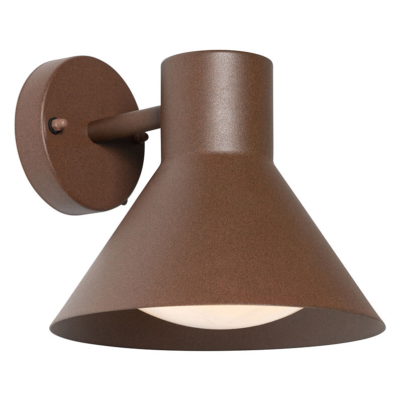 Qazqa Industrial Outdoor Wall Light Rust Brown Cone Ip44 - Natas