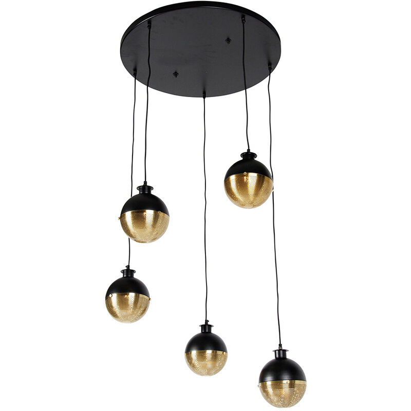 Image of Industrial Pendant Light Black with Brass&hellip;