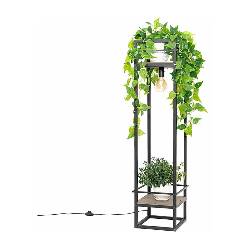 Image of Industrial Floor Lamp Black with Wood&hellip;