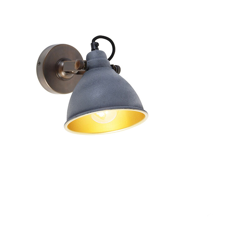 Qazqa Industrial Wall Light Concrete With Copper Adjustable - Liko