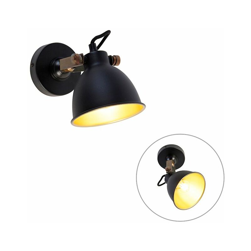 Image of Industrial Wall Light Black with Gold&hellip;
