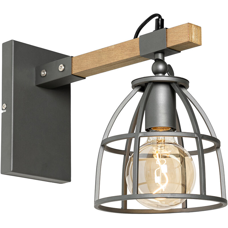 Industrial wall lamp dark gray and wood adjustable - Arthur - Dark Grey