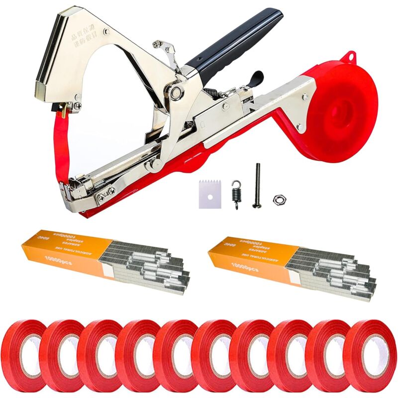 Ineasicer - 14 Pack Pince à Lier Jardinage Attacher Branche Machine à Taper Nouer Branches, Rubans de Pépinière, Lame de Coupe Ruban pour Raisins,