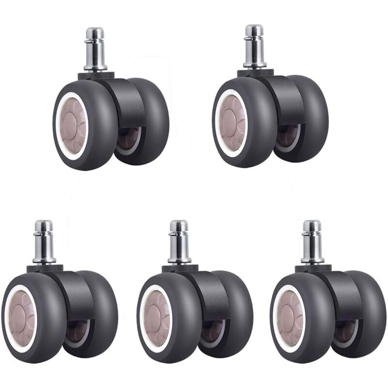 Ineasicer - 2 Pouces Roulettes Chaise de Bureau, roulettes universelles de remplacement en caoutchouc tpr, roue pivotante à double roulement à 360 °,