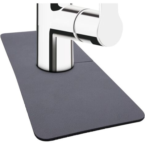 Ineasicer 2 Stück 38x14 cm saugfähige Wasserhahnmatten, Kieselgur-Rundum-Saugmatten für Küchenspülen, für Bad- und Küchenarmaturen (Grau)