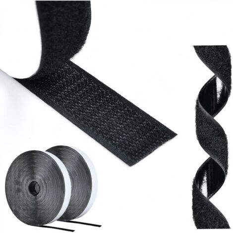 Ineasicer 25 mètres x 20mm Bande de crochet & boucle Auto Adhésif, autocollant Scratch Bande Autoadhésif, Rubans Adhésive , 20mm Largeur, 25M crochet et 25M boucle, Noir