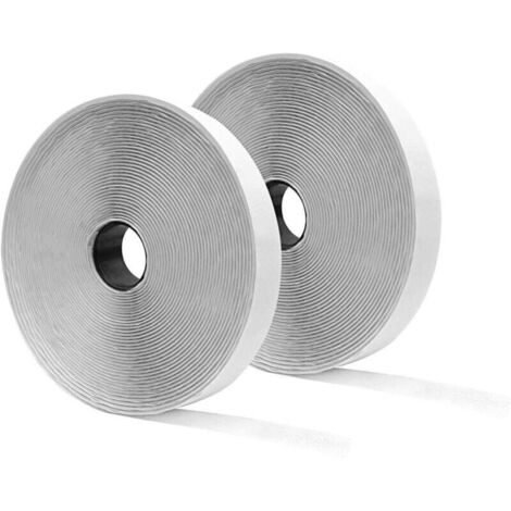 Ineasicer 25 mètres x 25mm Bande de crochet & boucle Auto Adhésif, autocollant Scratch Bande Autoadhésif, Rubans Adhésive , 25mm Largeur, 25M crochet et 25M boucle, Blanc