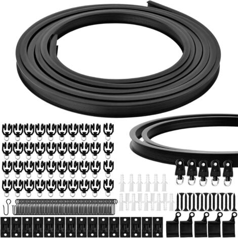 ZOLGINAH Ineasicer 5 M Support Rail de Rideau de Plafond Flexible, Pliable Tringle à Rideaux avec Montage Accessoire, Incurvé Piste de Rideau de Plafond pour Rideaux de Douche Fenêtre (Noir)