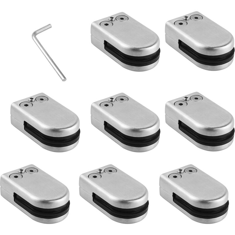 Ineasicer - 8 pcs Pince à Verre 6-8mm Porte-Verre Clip en verre en Acier Inoxydable 304 Support en verre Réglable en Verre pour Balustrade Escalier