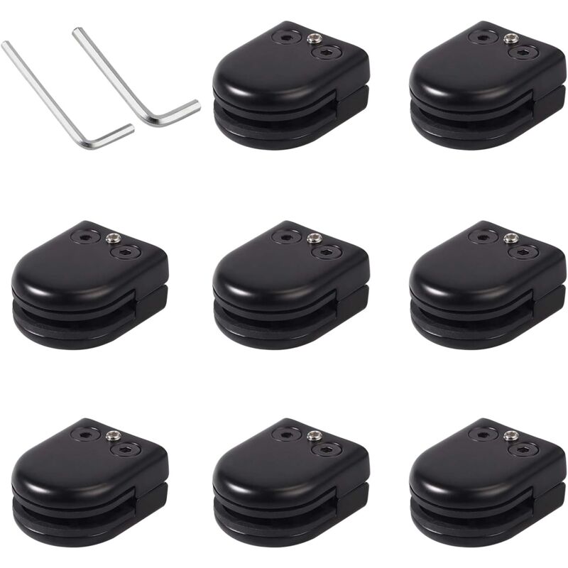 Ineasicer - 8pcs Pince de Verre 8-10mm en Acier Inoxydable Porte-Verre Clip en Verre Support en Verre Réglable Connexion Arrière Plate pour